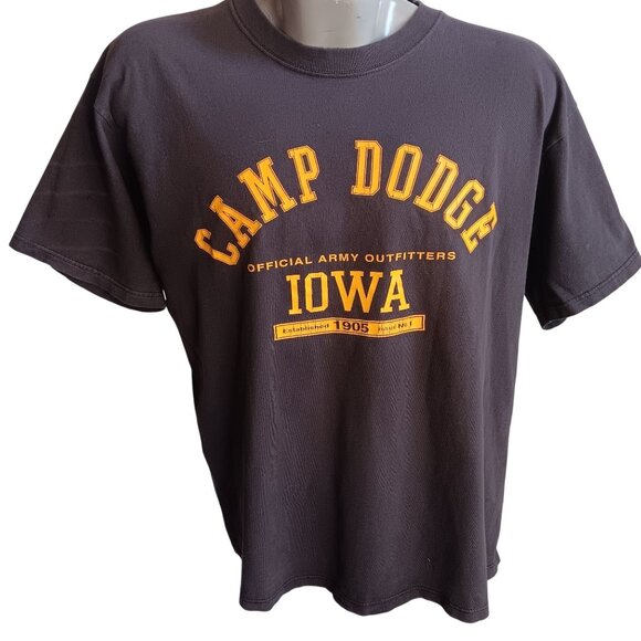 Large Vintage T-shirt Camp Dodge Iowa Official Army Outfitters Softees Choice - Picture 2 of 7